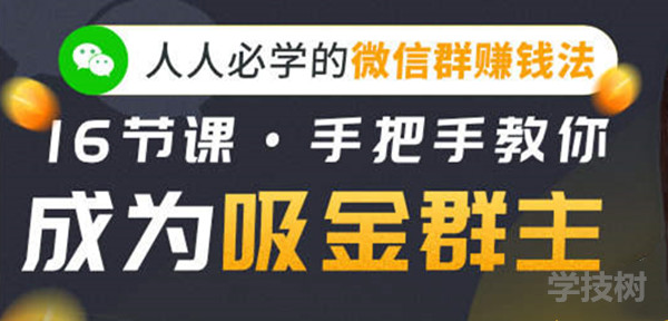 人人必學(xué)的微信群賺錢法，16節(jié)課手把手教你成為吸金群主！-第1張圖片-學(xué)技樹