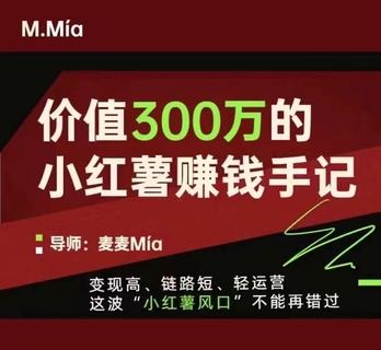 【抖音上新】?jī)r(jià)值300萬的小紅書賺錢手記 變現(xiàn)高、鏈路短、輕運(yùn)營(yíng)，這波“小紅薯風(fēng)口”不能再錯(cuò)過。