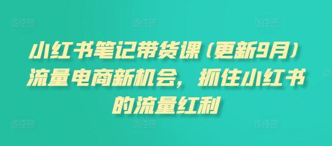 小紅書筆記帶貨課(更新9月)流量電商新機(jī)會，抓住小紅書的流量紅利